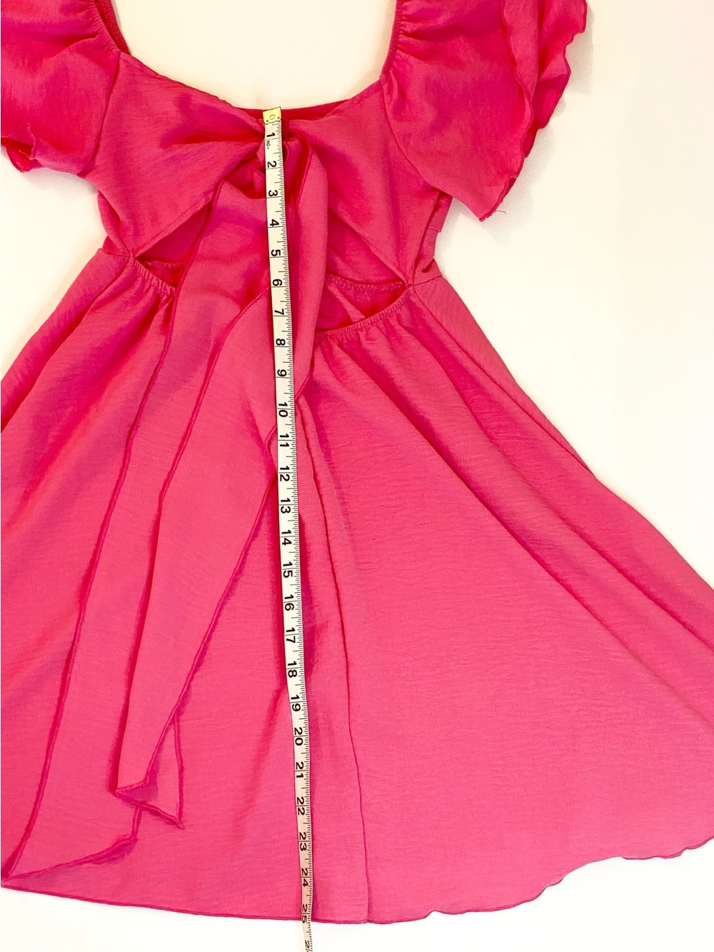 See You Monday Pink Flutter Sleeve Open Back Tie Dress Cotttage XS Barbiecore - Picture 8 of 11